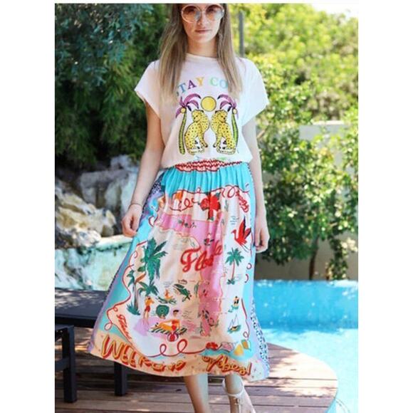 Me369 Dresses & Skirts - ME369 Sz XS-S Alexa Florida Printed Midi Skirt NWT